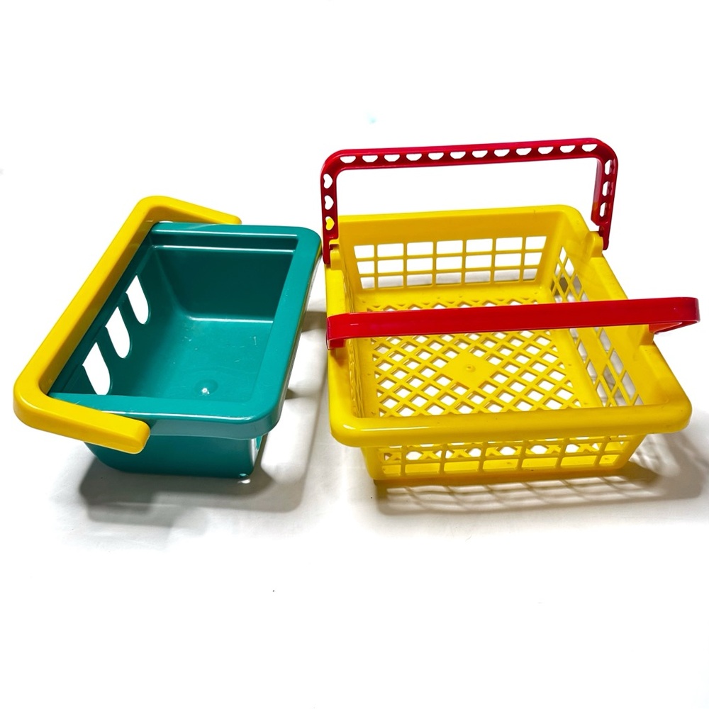 Toy Grocery Basket Play Food Vintage Fisher Price Yellow Red Green Kid’s Store